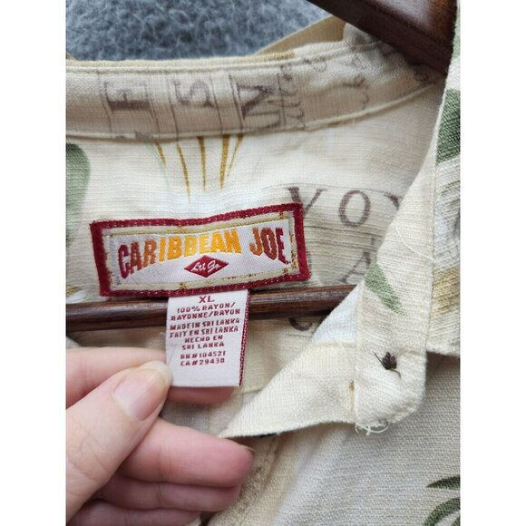 Caribbean Joe XL Beige Floral Print Short-Sleeve Button-Up Shirt Dress - Picture 4 of 5